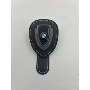 BMW Logo Sunglasses Sun Visor Clip Holder Black Faux Leather